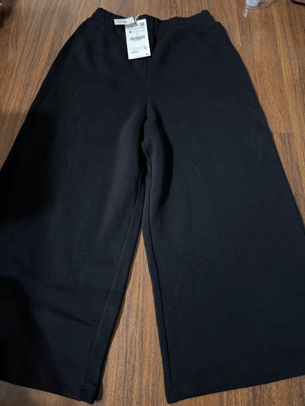 ZARA Black Wide-Leg Lounge Pants SIZE M NWT